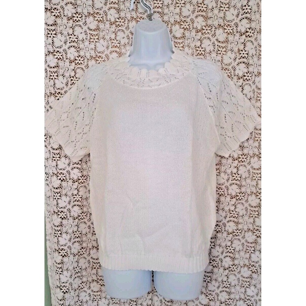 Haband Womens Sweater M Pullover Short Sleeve Delicate Feminine Original Package